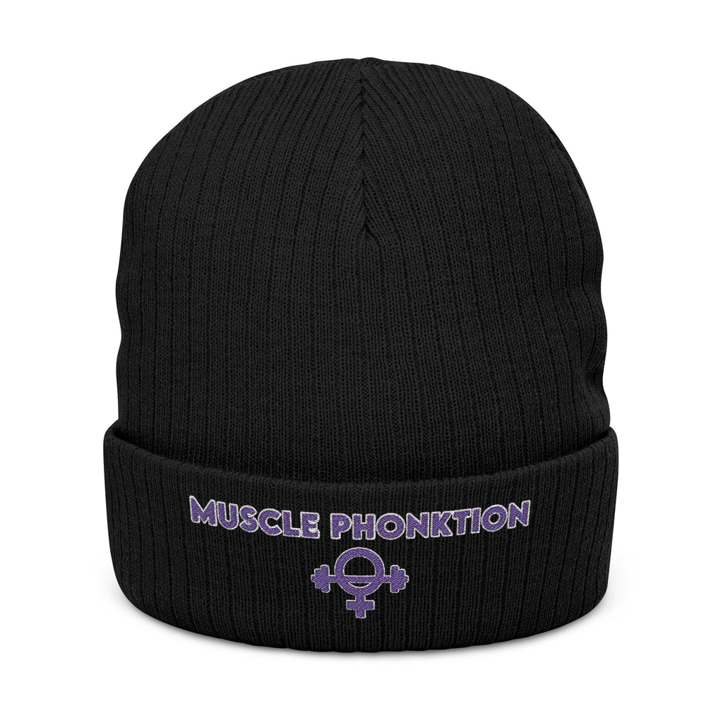 Muscle Phonktion Embroidered Ribbed Knit Beanie