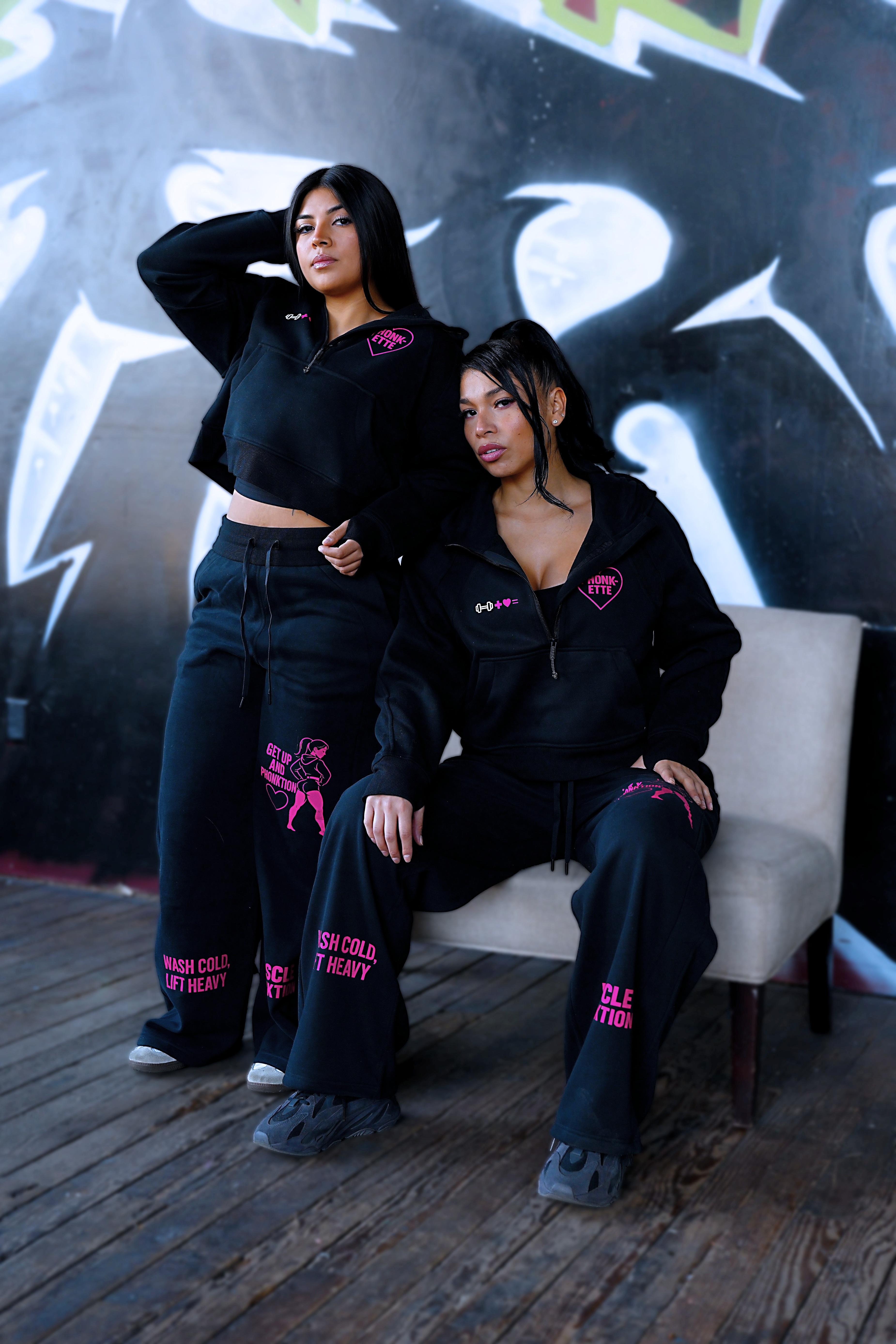 "PHONK-ETTE" Cropped Half-Zip Hoodie