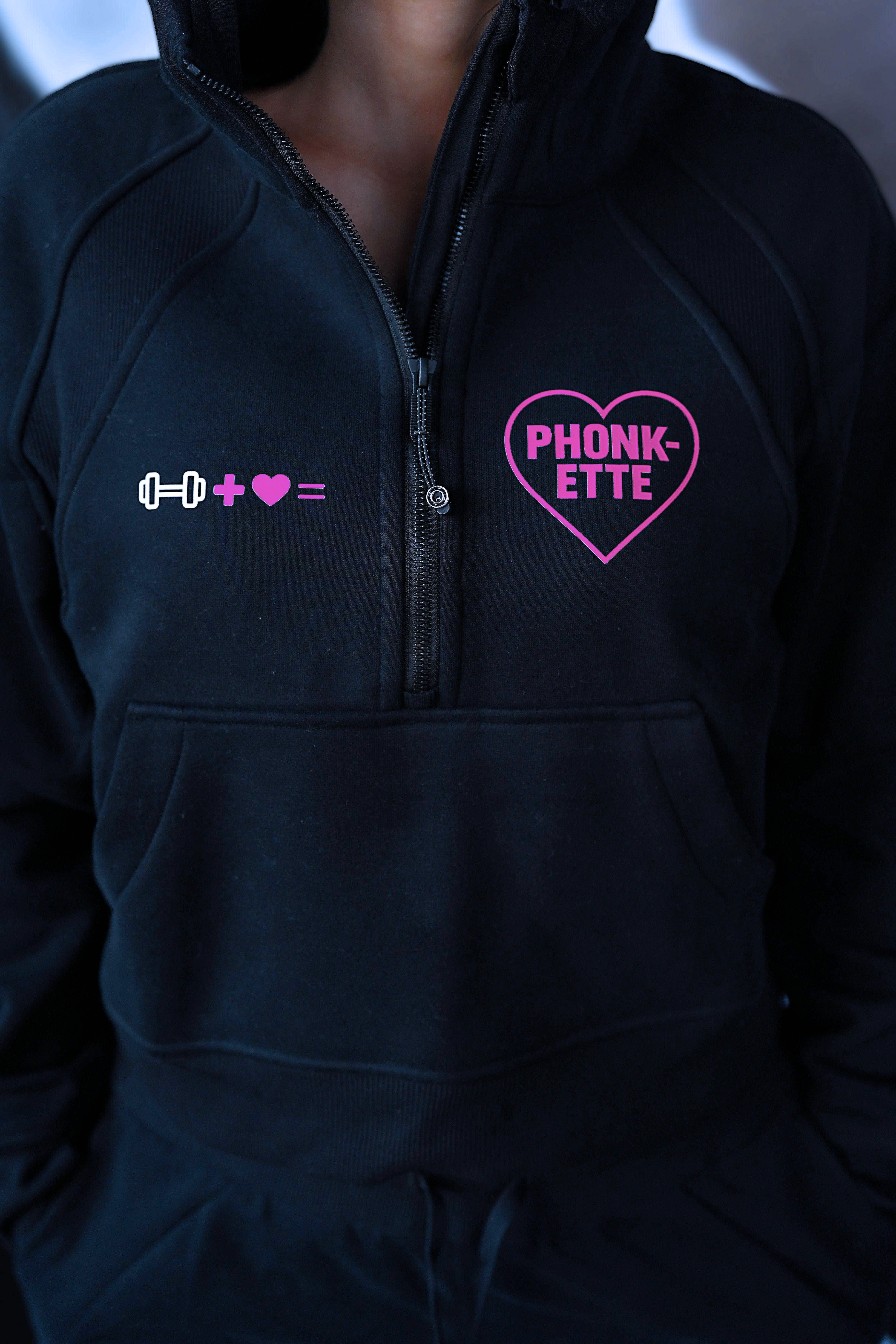 "PHONK-ETTE" Cropped Half-Zip Hoodie